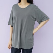 빅걸스토리 여성 빅사이즈 샌드 모달 브이넥 캐주얼 여름 반팔 티셔츠