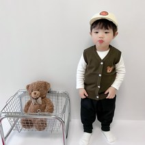 털실 남성 봄가을 여아 코디가잘되는 순면 아기외출 남자니트조끼