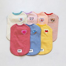 유앤펫 강아지 와펜 스트라이프 나시 티셔츠(2XL~4XL), 스카이