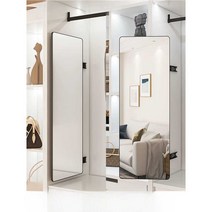 슬라이딩 전신거울 옷장 벽걸이 공간활용 피팅 거울, 미닫이문 전용 (120x35 크림화이트)