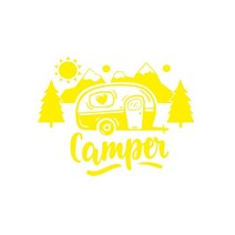 패션 캠핑카 그래픽 자동차 스티커 크리에이티브 장식 운송업자 RV 캐러밴 트럭 도어 윈도우 비닐 라미네이트 자동차 액세서리, YELLOW+S 30x23cm