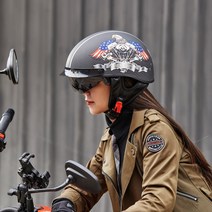 안전헬멧 배달 할리헬멧 클래식바이크 할리데이비슨 반모 오토바이여름헬멧, I