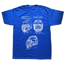 아이스하키 장비 용품 Funny Ice Hockey Goaltender Mask 특허 티셔츠 코튼 스트리트웨어 반팔 생일 선물, 05 BLUE_04 L