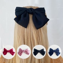 김나영 제니 리본 왕 핀 빅 실크 바나나핀 볼륨헤어핀 골프 벨벳, 힐캠 3-왕리본핀-블랙, 힐캠 본상품선택