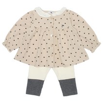 [블루독베이비8] FW23 미니 하트 상하복 HJ 43C1361001 (BLUEDOG BABY 유아 출산 백일 선물 도트 강아지 내