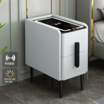 스마트협탁 침대옆 bedside 테이블 usb 블루투스 무선충전, 완제품, 40cm, 화이트 무선충전+삼색등