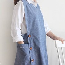 강남콩 빅사이즈 자수 앞치마 블랙 청해지 선생님 유치원 어린이집 활동 가게 주머니 큰 넉넉한 홈웨어, 블랙해지, 1개