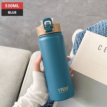 530ml/750ml Thermos Mug with Straw 스테인레스 스틸 단열 스트레이트 컵 열 물병 텀블러 Thermocup, 530ml 블루, 530ml-750ml