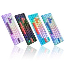 숫자왼쪽키보드 왼손잡이 마우스 키보드 숫자패드 Womier WK61 RGB 백라이트 게이머 키보드 레드 스위치 PBT 푸딩 키캡 기계식 키보드 스왑 가능 핫 60 PC, [3] 레드 스위치, [2] WK61 W cyan orange