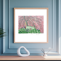 [그림닷컴] 제주생활의 중도 (99 Editions) golf pink 이왈종 판화, 알루미늄화이트