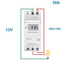 24시간 타이머 콘센트 전자 주간 7 일 프로그래밍 가능 THC15 AC220/230/240V 30A 디지털 LCD 전원 가능한 시간 스위치 릴레이 UL Li, 04 30A12V1NO1NC, 04 30A12V1NO1NC