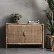 라탄수납장 레트로 보관함 진열장 캐비넷 오픈 도어, G