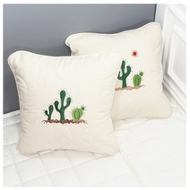 예당 선인장 자수 광목 쿠션 40X40