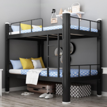 성인 2층침대 매트 포함 기숙사 철제 어린이 이층침대, 폭 90cm 흰색+침대보드 2 + 매트리스 2