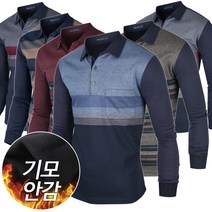 포커스코리안 겨울 남자티 스판 NA 고급 기모 나염 카라티C 긴팔 티셔츠