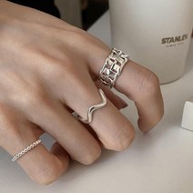 SKANSOL 실버925 순은 하트 은반지 세트