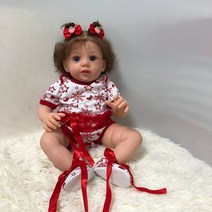 리본돌 베렝구어 아기인형 실제체중 모발이식 이미 완성 된 인형 웃는 피부 정맥 181, 55cm, 천 바디