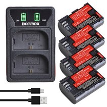 Batmax 2040mAh LP-E6N 배터리 일본 Panasinc 셀 + 캐논 6D 7D 5DS ES 90D R R5 R6 LED 듀얼 충전기, 02 4 battery 1 charger