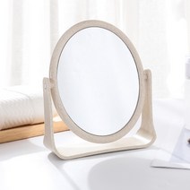 탁상 거울 화장대 스탠드 이케아 LED 원형 인테리어 엔틱용 조명 접이식 간접 책상 양면 회전 화경 스탠드 손거울, 02 타원베이지