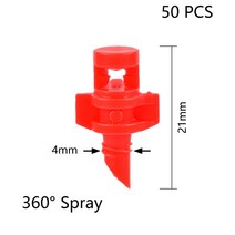 50PCS 90180360도 굴절 노즐 스프링클러 헤드 스레드 연결 정원 관개 미스트 분무기 온실 과수원, 360Degree