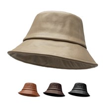 팸드님 샴 레더 버킷햇 남녀공용 벙거지