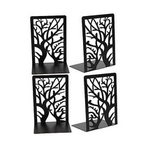 STOBOK 6pcs 파일 데스크톱 끝 스토퍼 북엔드 게임 디자인 세공된 책 용품 책장 장식 창작 스탠드 영화 데스크 비디오 홀더 검은색 모양 사무실 정리함이 있는 금속 나무, 17x12CMx2pcs, Blackx2pcs