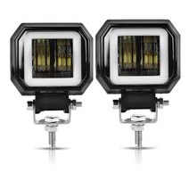 선박용 램프 라이트 2pc 3 인치 12V 24V 40W 둥근 LED 천사 눈 빛 바 오프로드 자동차 보트 자전거 Led 작업 바이크 오토바이 4x4 액세서리, [01] Square 2PCS