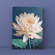 urkoteer DIY 명화 그리기 세트 40 x 50 cm 액자형 유화 붓 2세트 증정, 연꽃-02