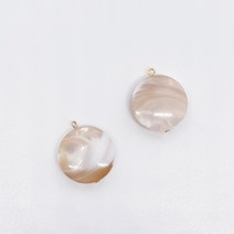 베이지 마블 원형자개 펜던트 목걸이만들기 재료 악세사리부자재 귀걸이만들기 재료, 단품