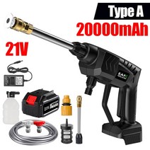 20000mAh 전기 자동차 세차건 500W 무선 고압 클리너 폼 충전식 자동 스프레이 정원 세척 청소 도구, 01 Black, 01 Black