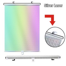 자동차햇빛가리개 차량햇빛가리개 자동 개폐식 롤러 블라인드 자동차 차양 침실 주방 암막 커튼 단 네일프리, [03] 45cm x 125cm, [02] Silver Laser