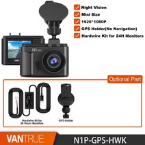 어라운드뷰 후방 사이드 카메라 Vantrue-N1 프로 대시 캠 1.5인치 미니 자동차 DVR 카메라 1080P 비디오 레, 04 N1P-GPS-HKW_05 None