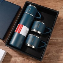 0.5L 보온병 컵 선물 세트 스테인레스 스틸 진공 텀블러 컵세트, set, Blue gift set