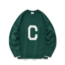 램스울 C 로고 크루넥 니트 그린