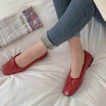 여성 낮은굽 사각코 단화 리본 발레리나 플렛 여자사이트 신발 여자가을 봄신상 봄코디 개강룩-735056NH