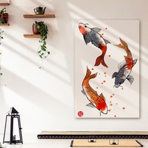 아란아트 연꽃 잉어액자 생기그림 합격운 서재 공부방 인테리어벽꾸미기, 19 재복잉어 3마리