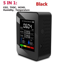 가정용 미세먼지 공기질 휴대용 측정기 다기능 5in16 in 1 co2 meter 디지털 온도 습도 테스터 이산화탄소 tvoc hcho 감지기 공기 품질 모니터, type2 5 in 1 블랙