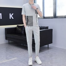kirahosi 키라호시 남성 반팔 스 실크 정장 새로운 유행 Ruffians 잘 생긴 옷 캐주얼 스포츠 티셔츠 2 정장 T19D0L