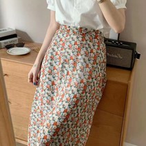 A라인 페미닌 롱치마 뒷밴딩 롱스커트 플라워 잔꽃무늬 9컬러 로맨틱 플레어 허리 데일리 러블리