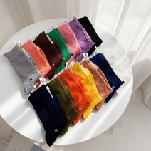 세인트 로고 r삭스 골지 비비드 컬러 여성 양말 14color