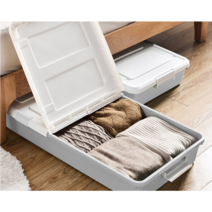 언더베드 수납 리빙박스 45L 바퀴달린 플라스틱 정리함 침대밑 소파밑 반오픈형 수납함 겨울옷 보관함 잠금장치