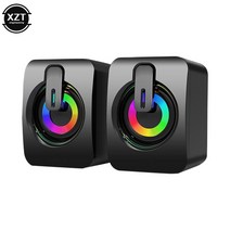 우퍼 pc방 스피커 거실 회의용 스피커1pair PC 컴퓨터 스피커 사운드 박스 PC HIFI 스테레오 마이크 USB 데, [02] Glow