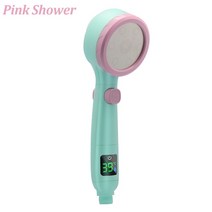 샤워 스프레이 스마트 온도 표시 LED 4가지 모드 조절 가능한 고압 절수 분무기 욕실 부품, [06] Pink, [06] Pink