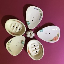빤짝빤짝 도자기핸드페인팅 비누받침, 선택1 (타원 붉은꽃 비누갑)