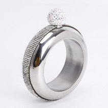 휴대용 위스키 3.5oz 주전자 팔찌 힙 플라스크 알코올 음료 용기에 대 한 휴대용 라운드 플라스크 스테인레스 스틸 팔찌 보석 알코올 병 선물, 은