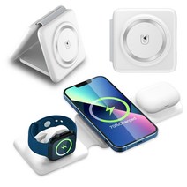 휴대용 3IN1 접이식 마그네틱 고속 무선 충전기 애플워치 갤럭시워치 에어팟3 프로 버즈2 프로 아이폰 갤럭시 스마트폰 무선이어폰 맥세이프 호환 지니큐, 갤럭시워치용