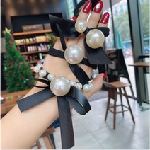 SMJ 블랙 앤 화이트 3종 진주 헤어 머리끈 3SET