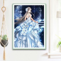 DIY 공주 보석십자수 큐빅 키트 일본 애니 여자공주 캐릭터 웨딩드레스 비즈 아트 취미, 풀 드릴 패치 [35X50cm]