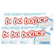 바운스 드라이 건조기 시트 무향 240ct Bounce Free Gentle Fabric Softener Dryer Sheets Unscented, 6팩