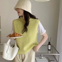DFMEI 펀칭 라운드 니트 나시 레이어드 니트 베스트